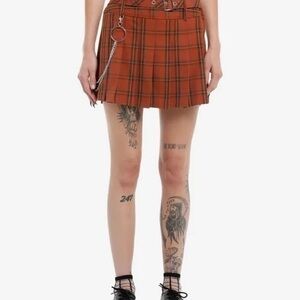 Plaid Mini Skirt in Orange
